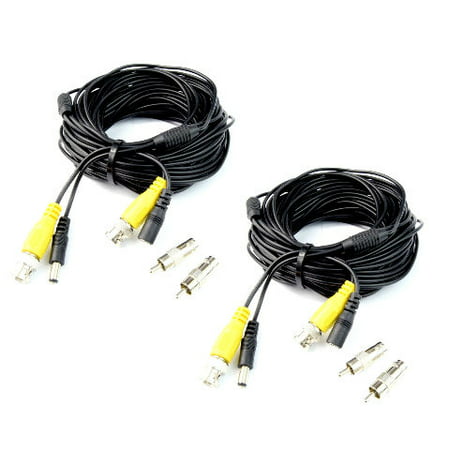 2 pc of 60 FT Power + Video Premade Siamese Black Cable for CCTV