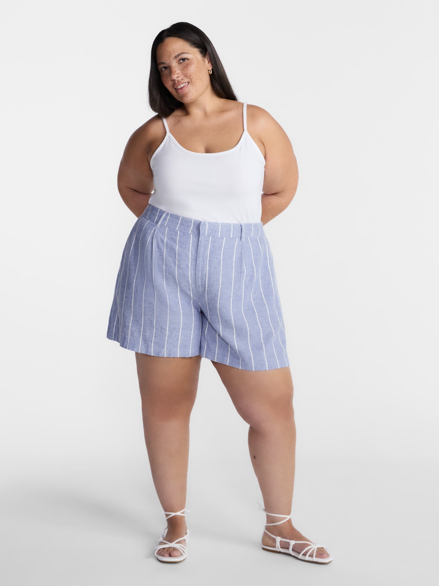 Terra & Sky Women's Plus Linen Blend Shorts, Sizes 0X-4X