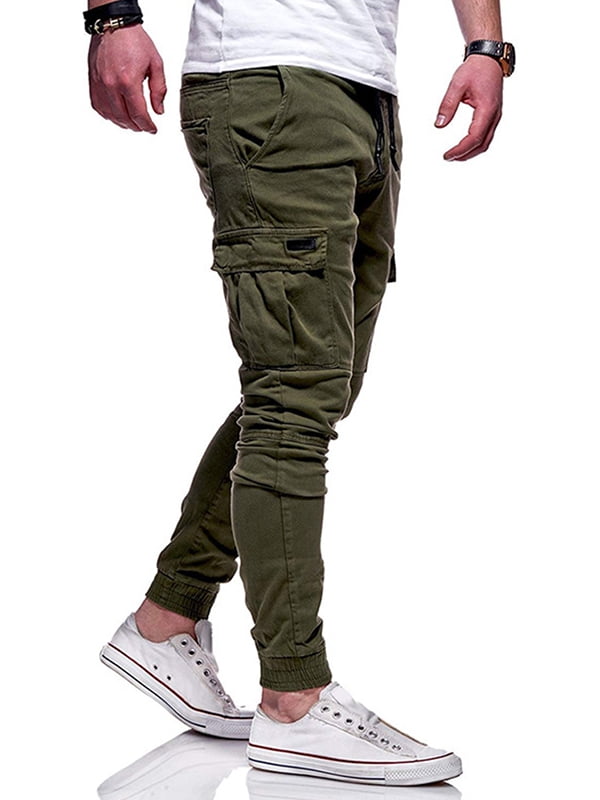 Mens Skinny Cargo Combat Trousers 