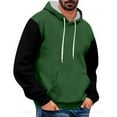 thumbnail image 2 of ZHOUCHANKIDS Men's Casual Pullover Hoodie with Drawstring and Kangaroo Pocket Colorblocking Casual Sport Hiking Winter Oversized Hoodie Sweatshirt Outwear Dark Green, 2 of 3