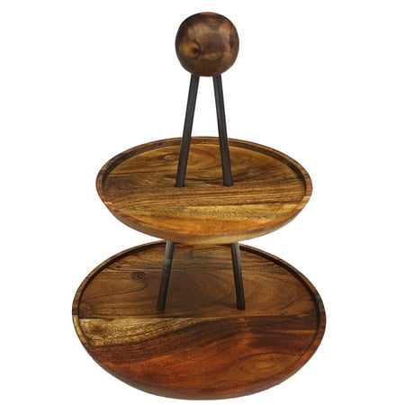 Mountain Woods Two Tiered Serving Stand/Tray, Best for any Occasion, Made with Solid Acacia Wood, Elegant for Serving Cupcakes, Fruits, Cheese, Desert, or (Best Acacia Confusa Vendor)