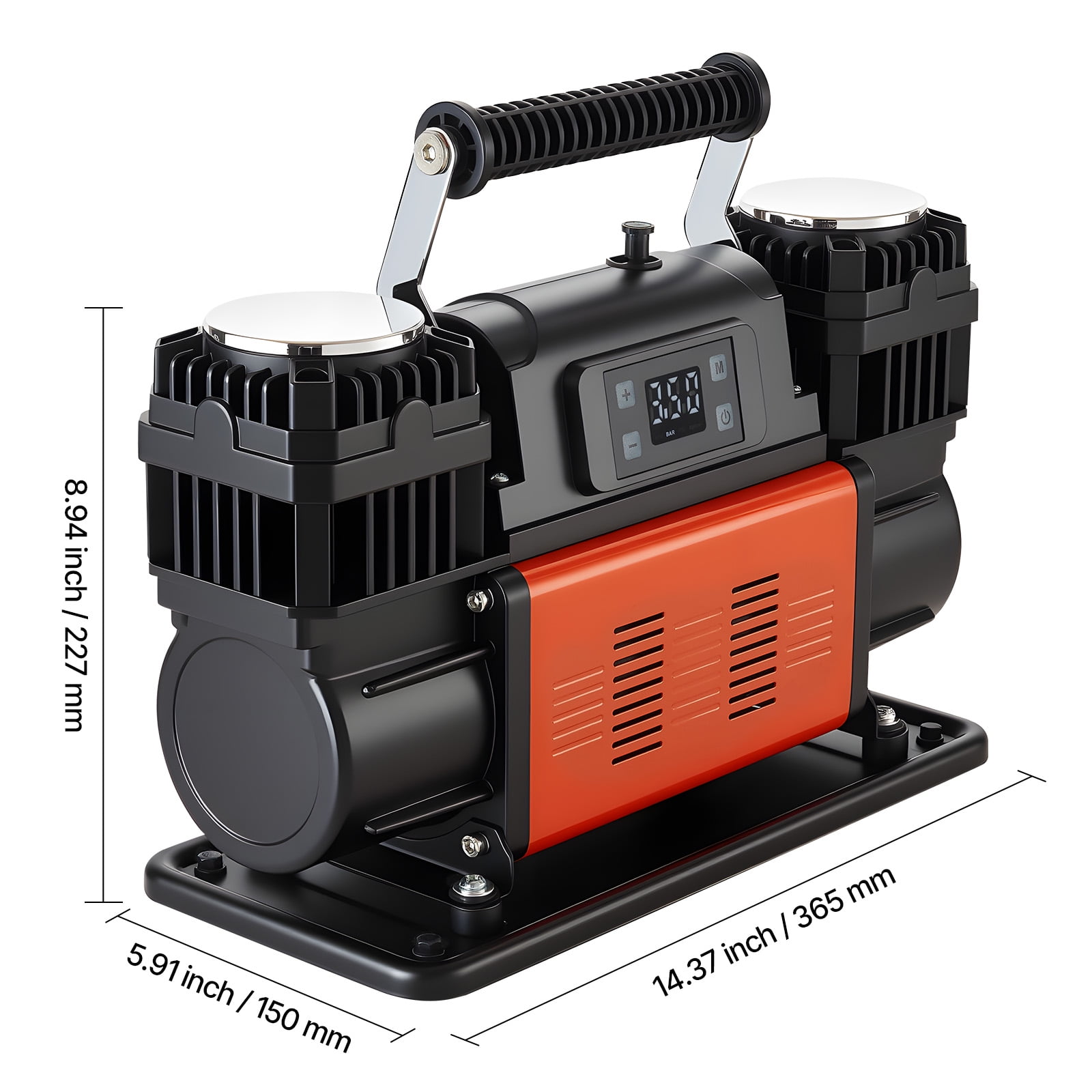 VEVOR Dual-Cylinder Heavy Duty Air Compressor, 10.6CFM Auto-Stop Portable Tire Inflator, 12V 150PSI Offroad Air Pump with LCD Digital Display & Adapters for Truck Car SUV 4 x 4 Vehicle RV