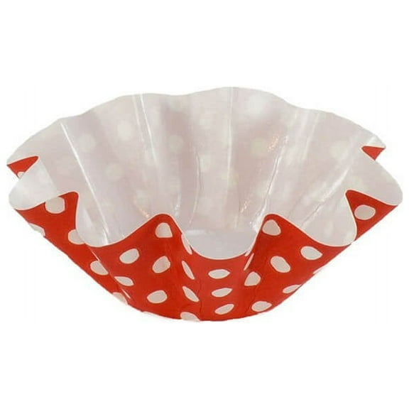 Novacart Brioche/Floret Baking Cup 1-7/8 Inch Bottom Diameter. x 1-3/8" High, Red with White Dots - Case of 3000