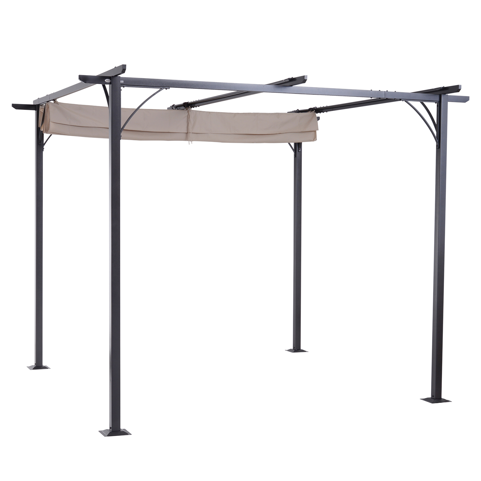 Outsunny 10' x 10' x 7.5' Beige and Black Polyester and Steel Pergola - image 4 of 10