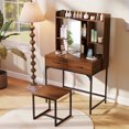 thumbnail image 2 of Gymax Vanity Set w/ Mirror Cabinet Modern Makeup Vanity Table w/ Stool 2 Drawers, 2 of 10