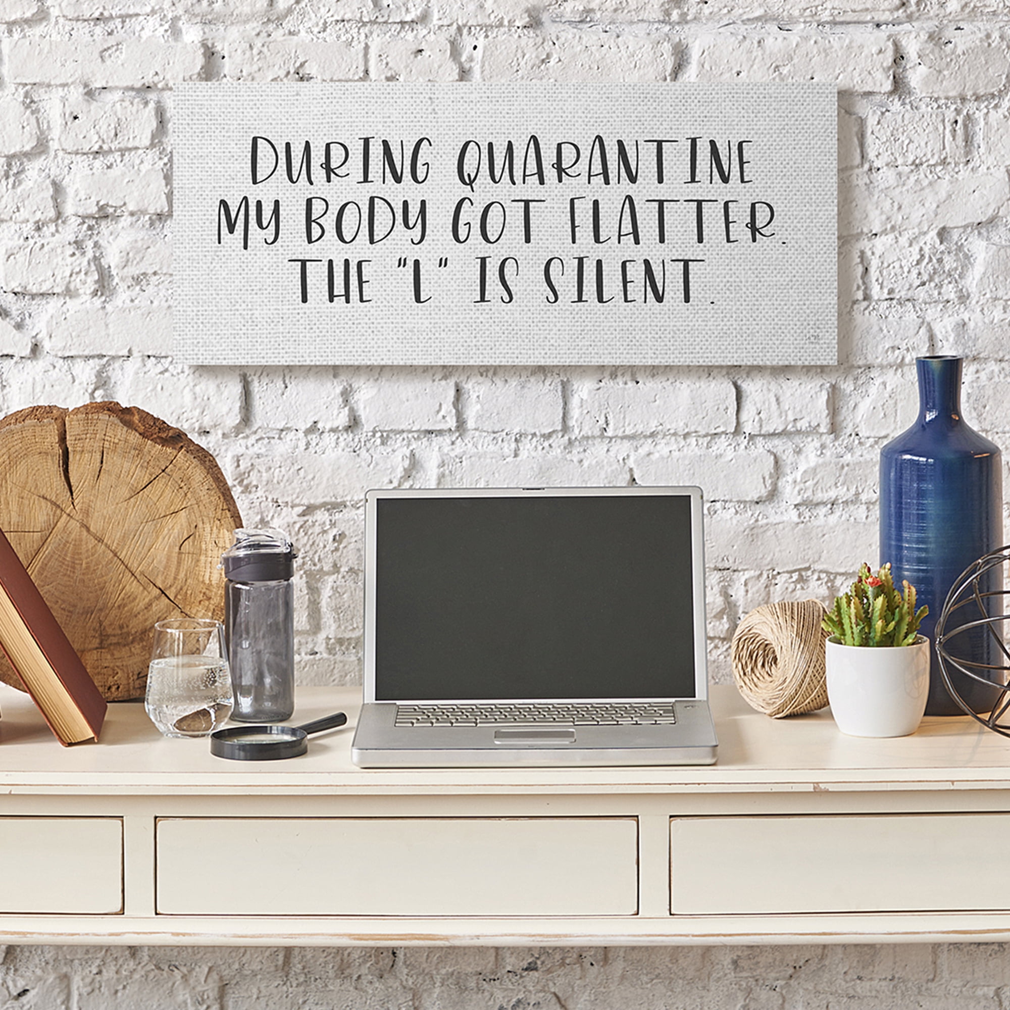 Stupell Industries Quarantine Body Weight Humor with Silent Letter Canvas Wall Art by LUX + Me Designs