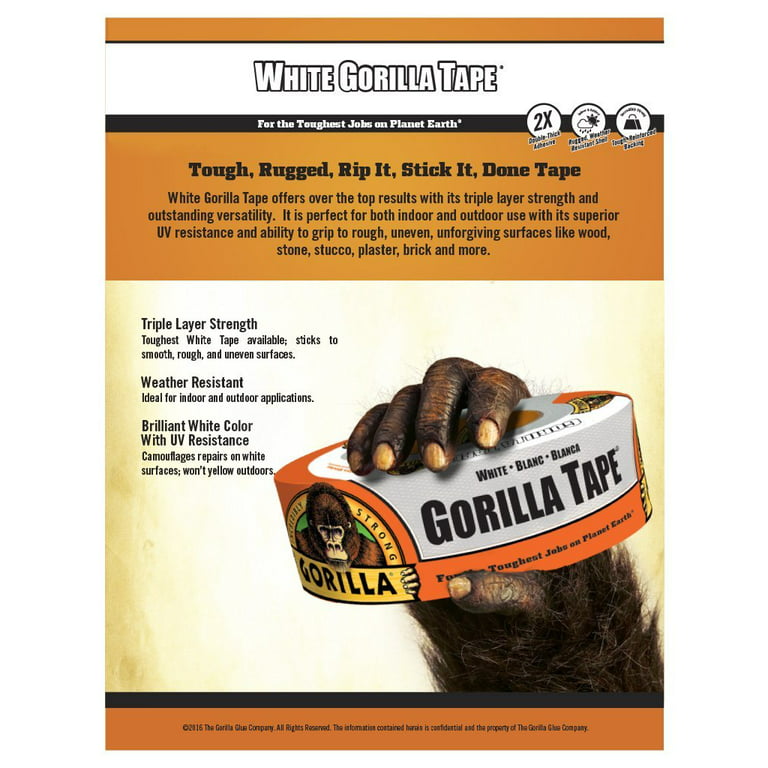 Gorilla Tape - 30 yd Length x 1.88 Width - 1 Each - WhiteGOR6025001, GOR  6025001 - Office Supply Hut