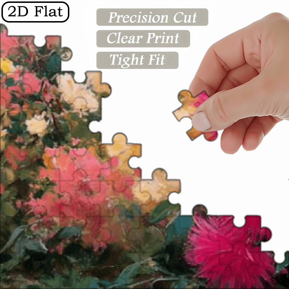 A Box of (1000pcs) Adult Puzzles, with a Design of 'Flower Path in Deep Spring', High Difficulty, Suitable for Adults, Family Entertainment. 29.4*19.6 in