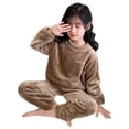 thumbnail image 4 of Hrsba Kids Boys and Girls Satin Like Solid Outfit Set Long Sleeve Top and Pants 2 Piece Loungewear Winter Home Everyday Wear Set, 4 of 6