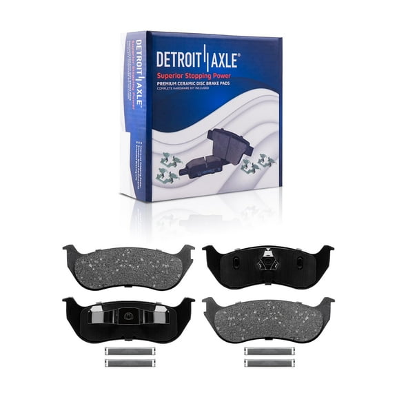 Detroit Axle - Rear Brake Pads for 2002-2005 Ford Explorer 2002-2010 Mercury Mountaineer 2003 2004 Ceramic Brake Pads w/ Hardware Replacement