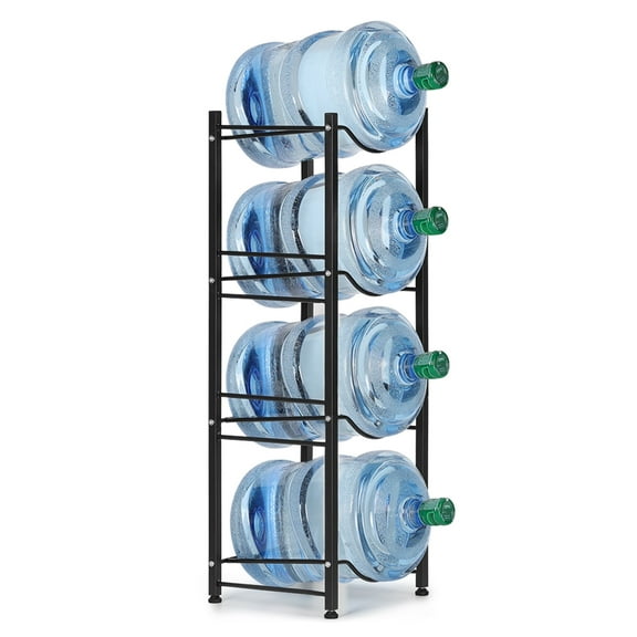 4-tier bottle holder, 5 gallon detachable water bottle holder, suitable for kitchen, office, home, black