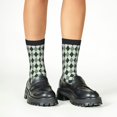 thumbnail image 4 of Fuzoiu grey and green argyle Print Kids Socks For Boys Girls,Grip Crew Socks with Non Slip,Lightweight Stretch Crew Socks,Toddlers Crew Boot Socks, 4 of 5