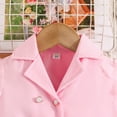 thumbnail image 5 of CPNG Toddler Girls Fashion Suit Set Wear 2 Piece Outfits Mesh Sheer Sleeve Button Blazer and Pants Set with Bow Belt(Pink,8 Years), 5 of 9