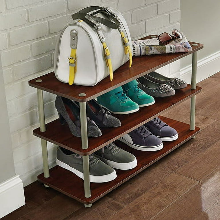 SimpleHouseware 3-Tier Stackable Shoe Rack Organizer Shelf, White 