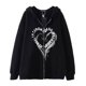 thumbnail image 1 of Sudadera con capucha oscura de hip-hop gótico Harajuku Y2k con estampado de letras y cremallera para hombres y mujeres, chaqueta Harajuku, sudadera, 1 of 5