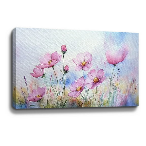 Flower Wall Art Pink Flower Rustic Landscape Floral Canvas Art Wall Decor For Bedroom Livingroom Office