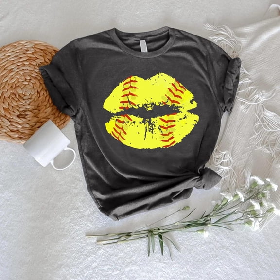 Simple Fit Softball Shirt for Women,Softball Mom TShirt,Softball Gifts for Her,Softball Lips Shirt,Softball Game Day Shirt, Softball Gift, Softball Tee All Size S-5XL