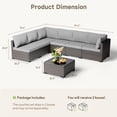 thumbnail image 6 of Patio Furniture Set - All-Weather - 7 Piece Patio Outdoor Conversation Set, Modular Wicker Rattan Sectional Sofa for Backyard, Garden, Poolside, Balcony, Porch, Patio, Brown/Light Gray, 6 of 7