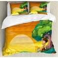 thumbnail image 1 of Boy Scout Duvet Cover Set King Size, Little Kid Sitting by A Big Tree Landscape on Mountains at Sunset Nursery Kids, Decorative 3 Piece Bedding Set with 2 Pillow Shams, Multicolor, by Ambesonne, 1 of 3