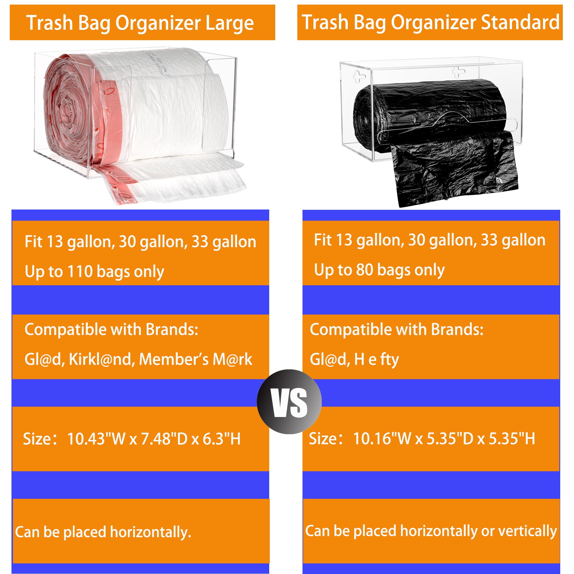 Aphbrada Ziplock Bag Organizer for Drawer, Acrylic Baggie Bags Organizer  Plastic Bags Dispenser Holder for Gallon Quart Sandwich & Snack, Compatible