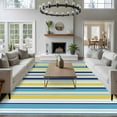 thumbnail image 4 of Area Rug for Living Room, Blue Yellow Striped Non-Slip Indoor Large Carpet for Bedroom/Dining Room, Colorful Ombre Abstract Stripes Washable Low-Profile Rectangle Floor Runner Rugs - 6 x 9 Ft, 4 of 7
