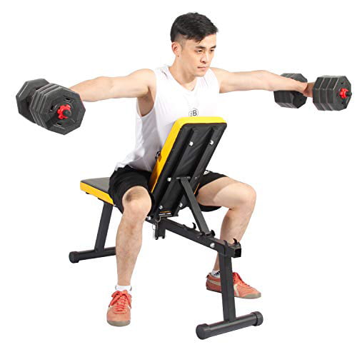 Adjustable Sit Up Incline Bench Dumbbell Weight Press w/Fitness Rope Handrail US 