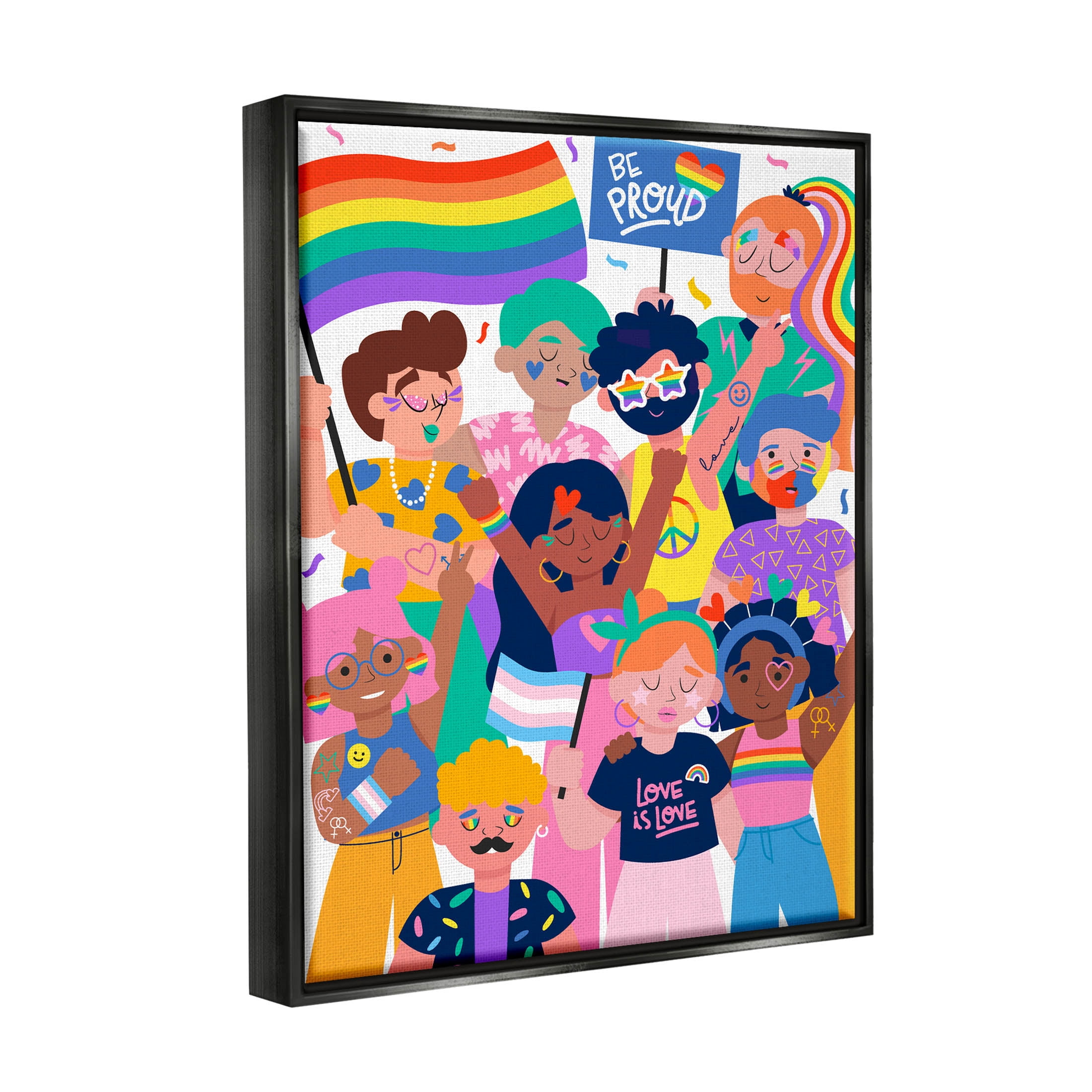 Be Proud LGBTQ+ Pride Inspirational Graphic Art Jet Black Framed Art Print Wall Art