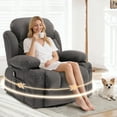 thumbnail image 7 of Swivel Rocker Recliner for Adults, LEGAHOME 24.4in Glider Rocking Chair for Nursery, Manual Rocking Chair with Massage and Heat for Adults, Living Room Massage Recliner Sofa with Cup Holder, Gray, 7 of 7