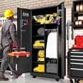 thumbnail image 4 of IKIMI 71" Rolling Metal Garage Storage Cabinet with Wheels, Adjustable Shelves and Hanging Rod, Black, 4 of 7