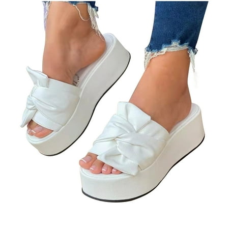 

Summer Ladies Slippers Thick Soled Sandals Casual Women Bow Shoes Slippers