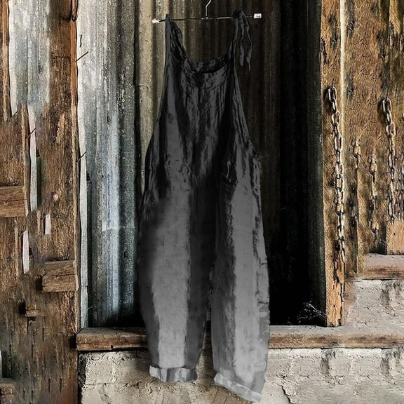 Summer Jumpsuits for Women Casual Cotton Linen Rompers Gradient Jumpsuit Summer Jumpsuit Overalls Romper with Pockets