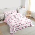 thumbnail image 3 of Feelyou Kawaii Pink Bowknot Twin Comforter Sets, Cartoon Love Heart Bedding Set, 2-Piece, 3 of 8