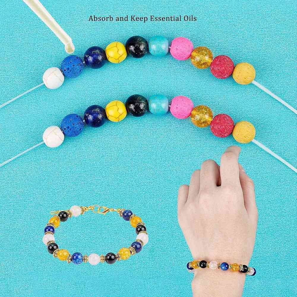 1 Set DIY Stretch Bracelets Making Kits include Gemstone Flat Elastic String Iron Scissors and 304 Stainless Steel Tweezers Mixed Color