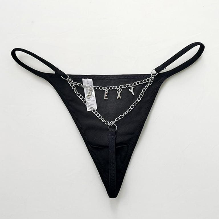 BIZIZA Cotton String Bikini Panties Chain Clearance Women's Low