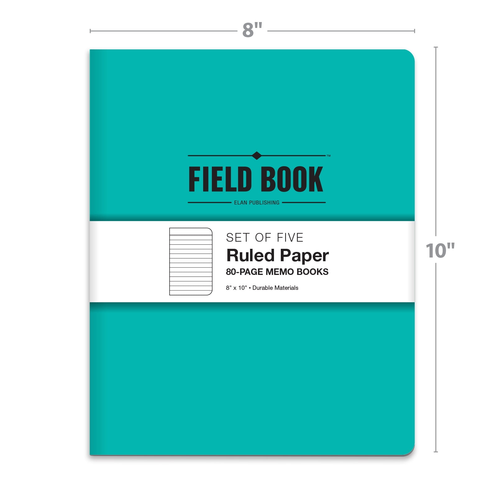 Elan Publishing Company Field Notebook/Journal - 8"x10" - Assorted Colors - Lined - Pack of 5 - ELAN-810-003H