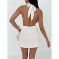 thumbnail image 2 of Minimalist Backless Tie-Up Pleated Mini Dress For Women, 2 of 10