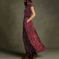 thumbnail image 6 of Warop Plus Size Paisley Print Maxi Skirt for Women Belted Boho High Waist Long Skirt Summer Vacation Swing Dress, 6 of 8