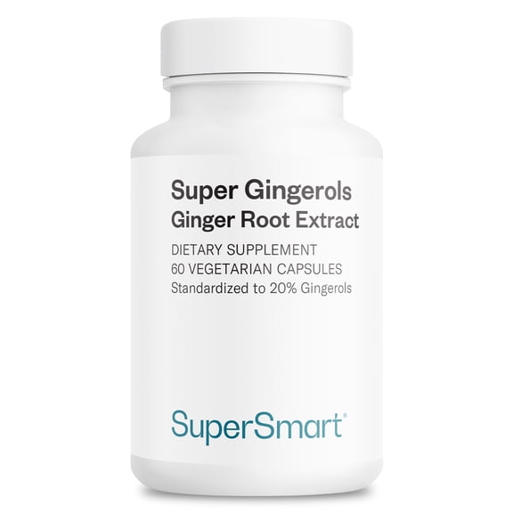 SuperSmart Super Gingerols 400mg per Day (High Potency 20% Gingerol) - Ginger Root Extract Supplement | Non-GMO & Gluten Free - 60 Vegetarian Capsules