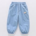 thumbnail image 2 of Landzoo Toddler Girls Trousers Floral Print Elastic Waist With Pockets Summer Breathable Pants Size 3-4 Years Light blue, 2 of 5