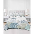 thumbnail image 2 of Twin Quilt Bedding Set, Sea Turtle Coastal Reversible Summer Quilt 3 Pieces, Nautical Summer Beach Starfish Coral Ocean Lightweight Bedspreads Coverlets with 2 Pillow Shams for All Seasons, 2 of 5
