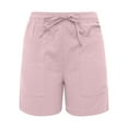 thumbnail image 5 of Shorts for Women Trendy Summer 2025 High Waist Elastic Waistband Breathable Casual Loose Beach Clothing Flowy Shorts with Pockets S-2XL, 5 of 5