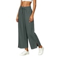 thumbnail image 5 of Luvrsol Flowy Pants for Women Plus Size Wide Leg High Waist Breathable Casual Slacks with Side Pockets S-2XL, 5 of 7