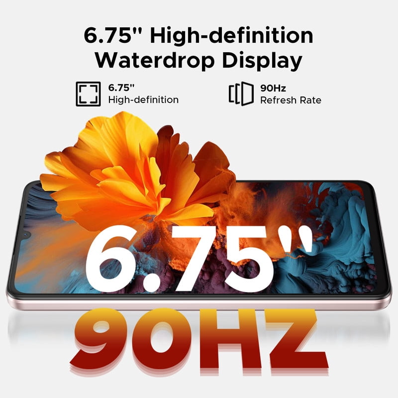 DOOGEE Android 16 Unlocked Cell Phone,32GB+256GB/2TB,6.75" HD+ 90Hz Android Phone,6250mAh Battery,16MP+8MP,4G Dual SIM Smartphone,Octa Core/Widevine L1/ GPS/NFC/Fingerprint/Face Unlock