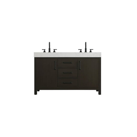 Elegant Kitchen and Bath 54 inch Double Bathroom Vanity In Mocha Brown