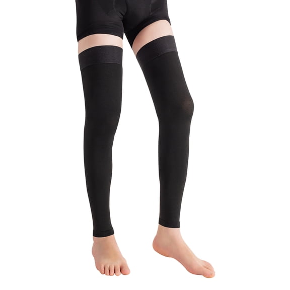 Hehanda Footless Compression Socks for Women & Men(M-4XL), 20-30 mmHg Thigh High with Non-Slide Silicone Dot Band for Swelling and Varicose Veins