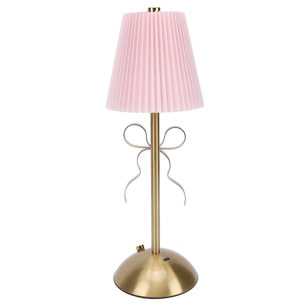Lámpara De Mesa Pequeña Lazo, Lámpara De Mesa Plisada Recargable, Linda Pantalla Tela Decorativa, Lámparas Inalámbricas Escritorio, Luz LED Para Mesita Noche Para Dormitorio