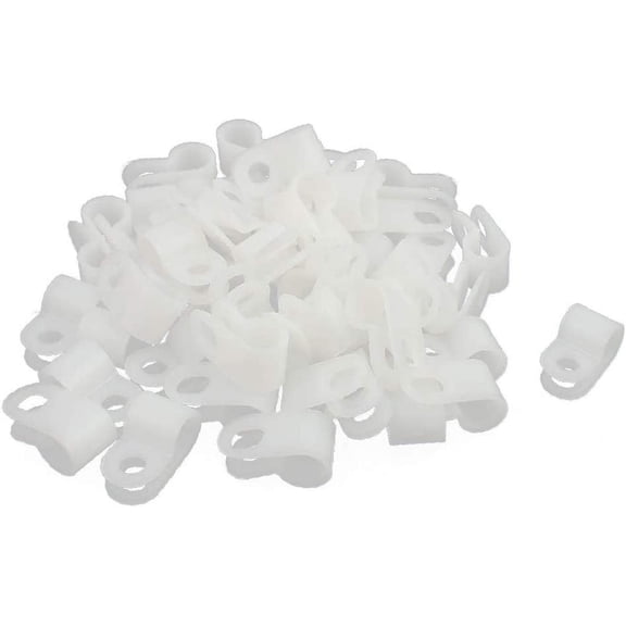 50Pcs creamy-white Nylon R-Type Cable Clamp 1/4" for Wire Hose Tube(Morsetto cavo R-Type in nylon bianco da 50Pcs da 1/4' 'per tubo flessibile