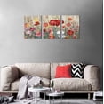 thumbnail image 2 of Flower Wall Art Red Blossom Canvas Art Print Modern Yellow Botanic Canvas Pictures Floral Canvas Artwork for Bedroom Living Room Bathroom Kitchen Office Home Wall Decor 12" X 16" X 3 Pieces, 2 of 6
