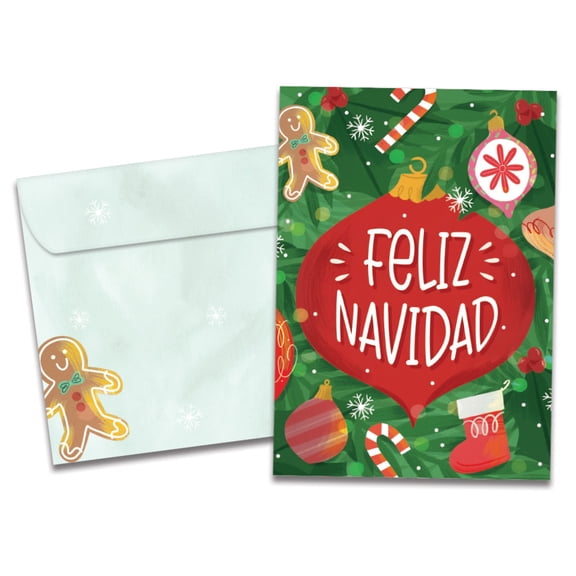 Tree-Free Greetings Christmas Greeting Card, 5 x 7, Navidad Ornament (GO68822)