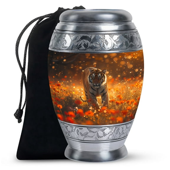 Sunset Tiger Urn For Ashes Adult Male, Large Urns For Human Ashes Adult Male, Funeral Urns For Women Ashes 10 Inches, Burial Urns For Adult Human Ashes, Memorial Urn, Urn, Metal Urn For Ashes